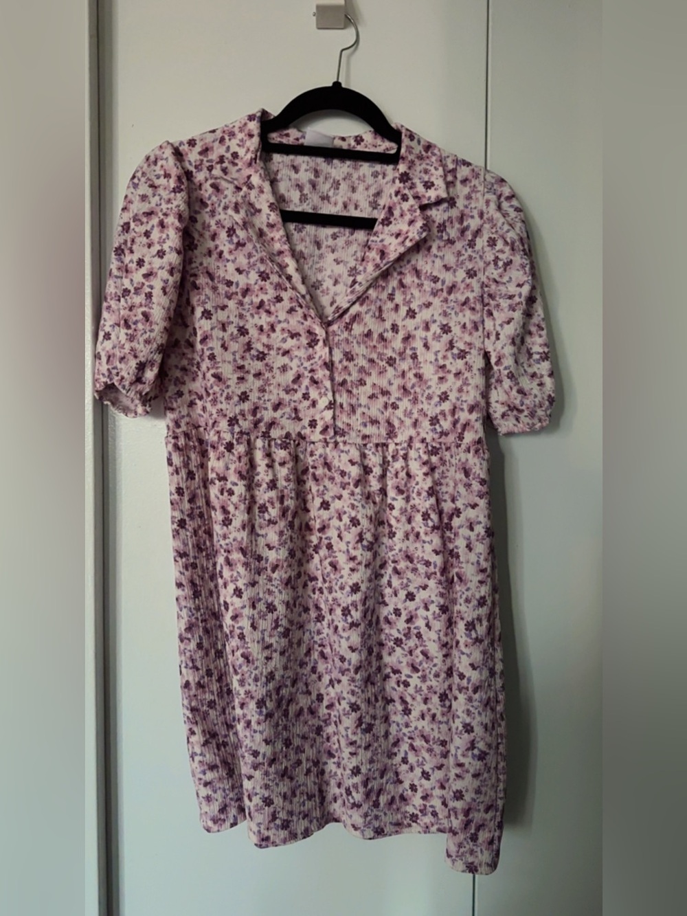Floral Pink Short Sleeve V-Neck Dress